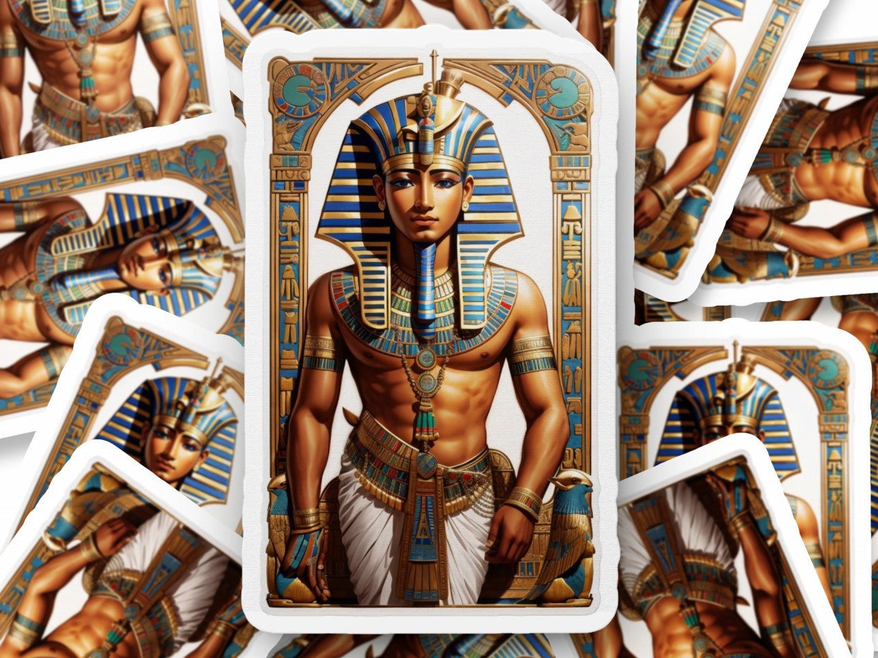 Set 2 bucati, Sticker decorativ, Zeul egiptean Ptah, Rezistent la apa, NO5816, 16 cm, Multicolor