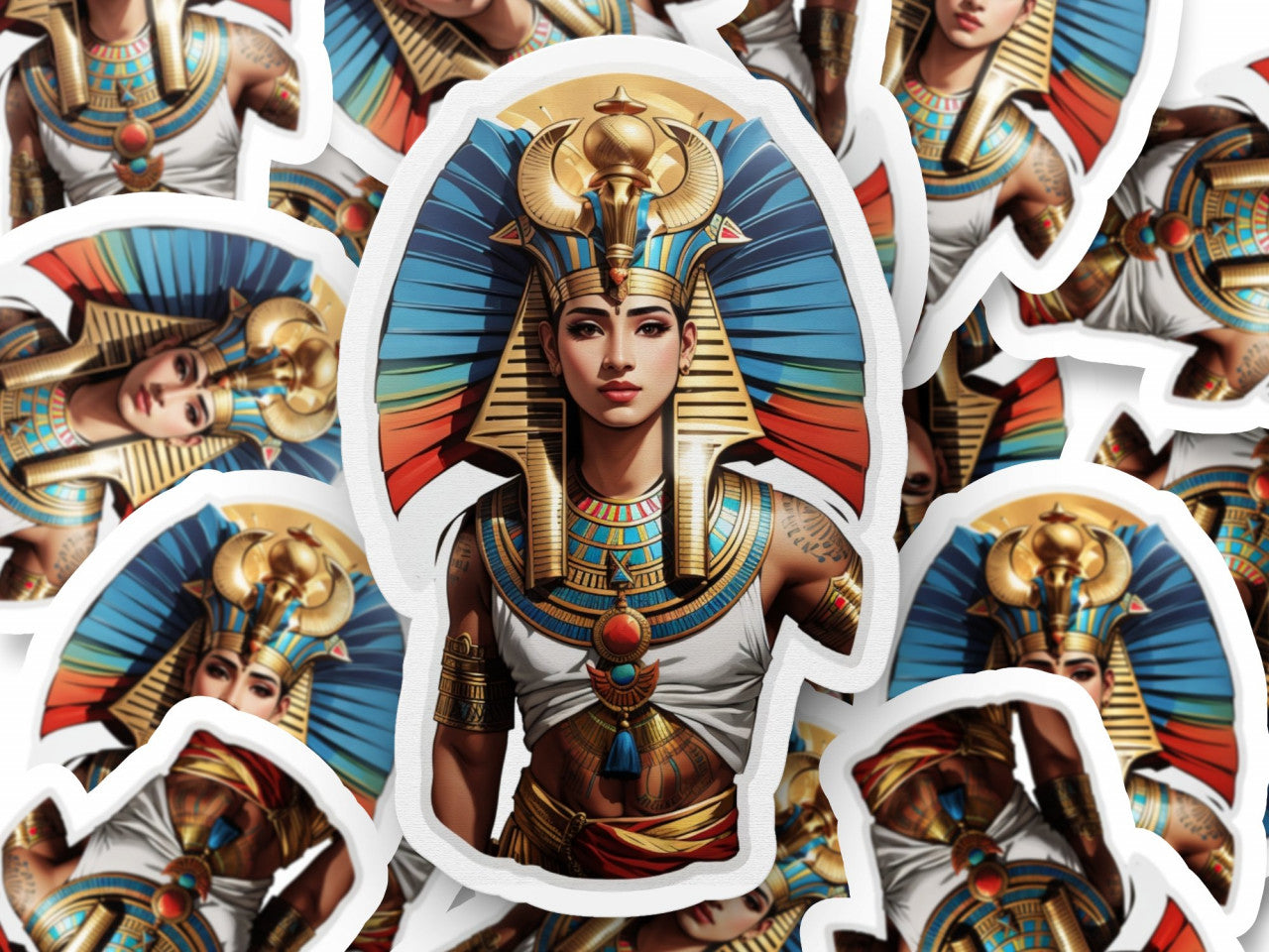 Set 2 bucati, Sticker decorativ, Zeul egiptean Thot, Rezistent la apa, NO5996, 16 cm, Multicolor