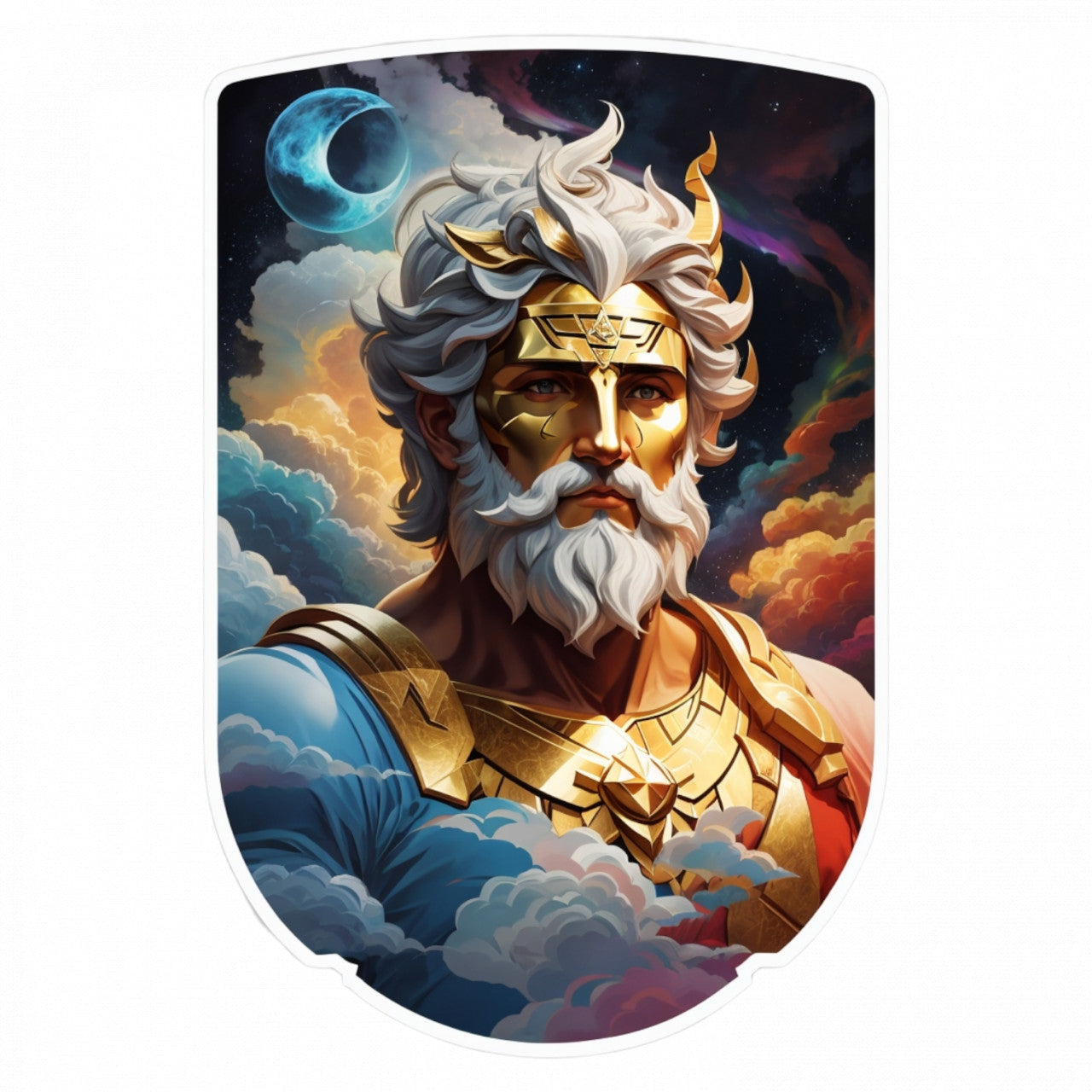 Set 2 bucati, Sticker decorativ, Zeul grec Aether bust, Rezistent la apa, NO4937, 16 cm, Multicolor