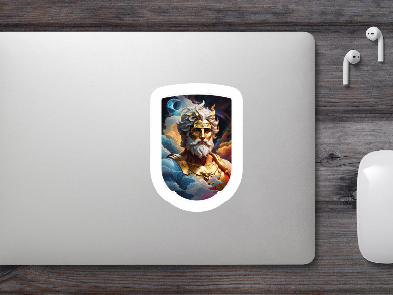 Set 2 bucati, Sticker decorativ, Zeul grec Aether bust, Rezistent la apa, NO4937, 16 cm, Multicolor