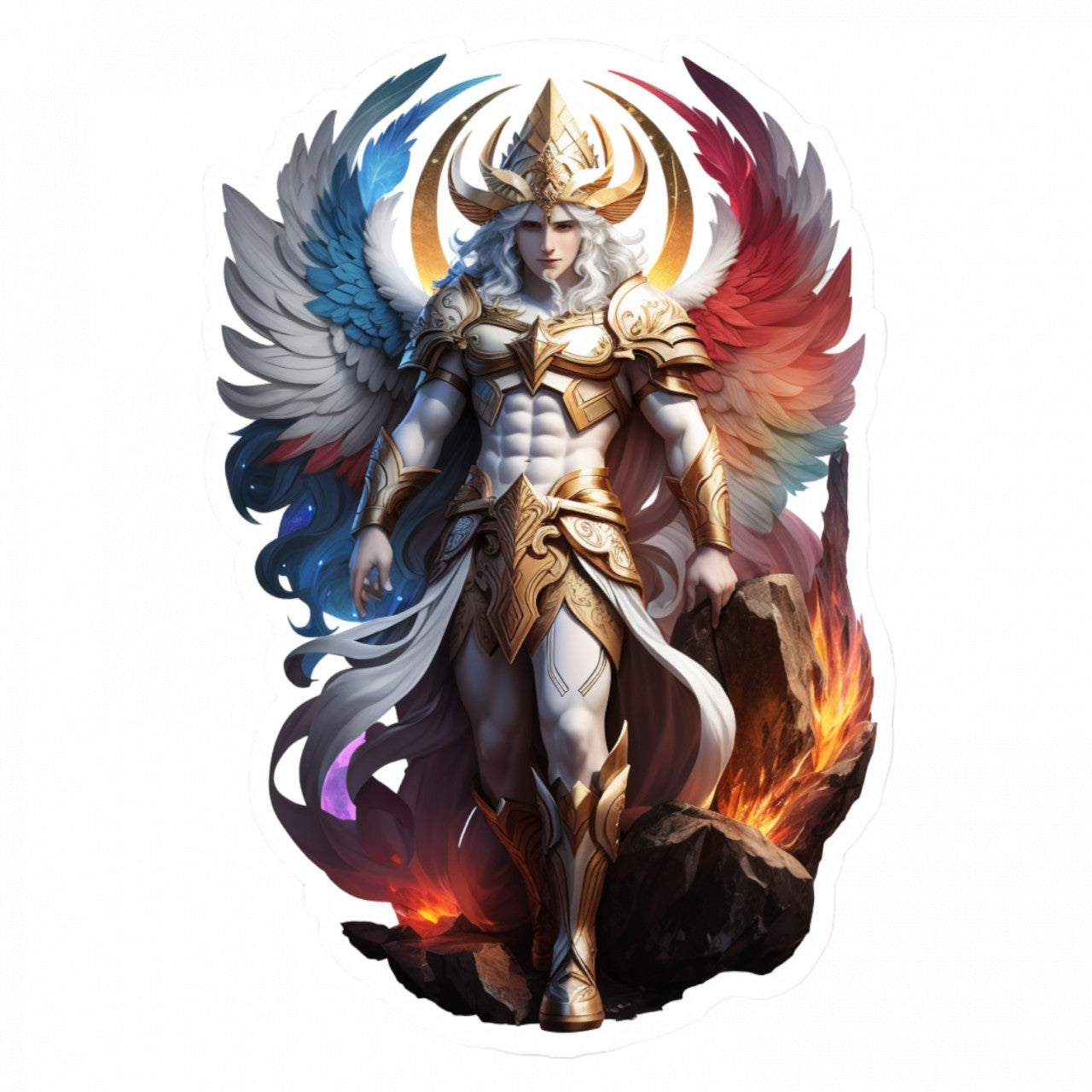 Set 2 bucati, Sticker decorativ, Zeul grec Aion cu aripi, Rezistent la apa, NO4929, 16 cm, Multicolor