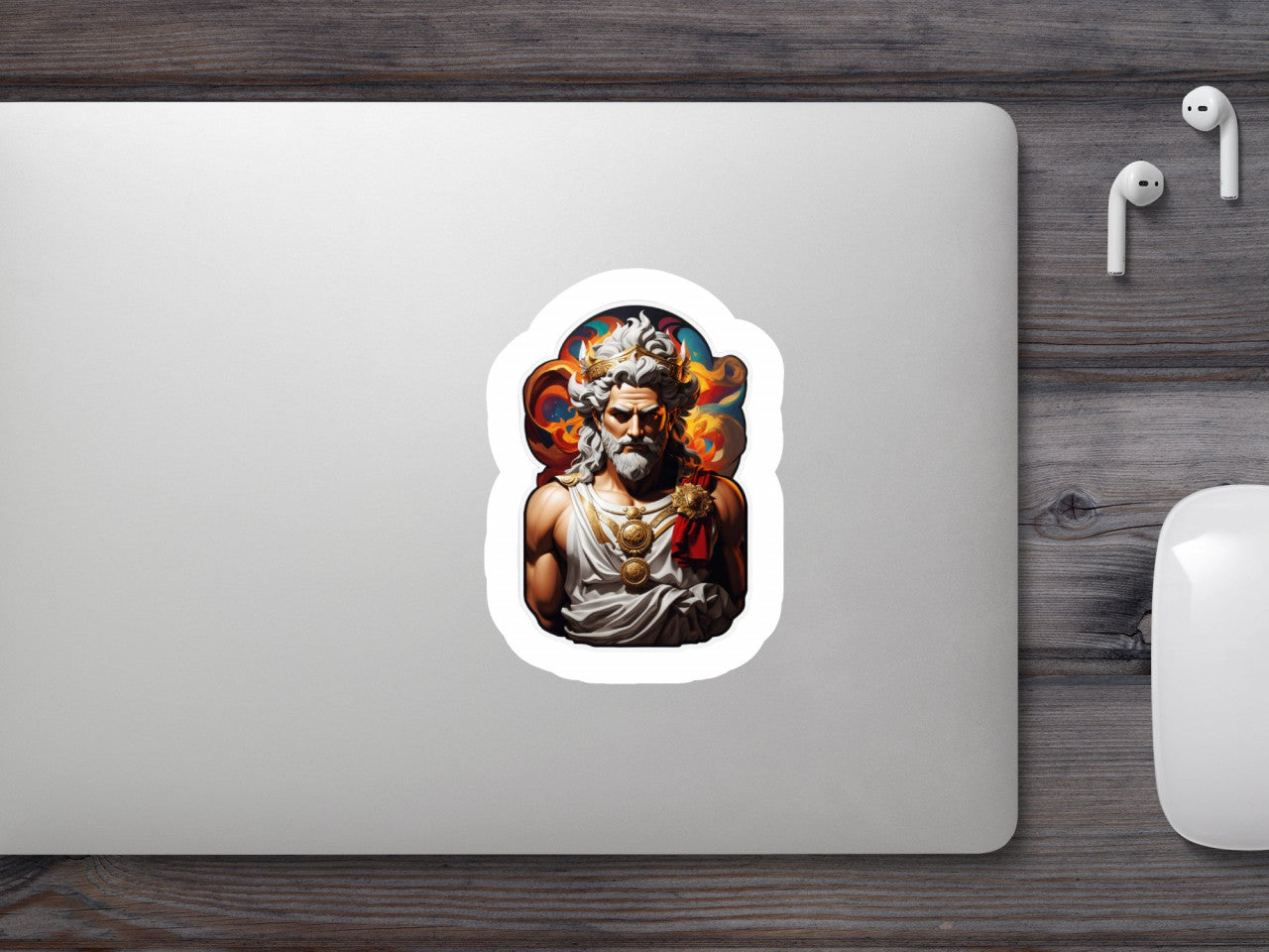Set 2 bucati, Sticker decorativ, Zeul grec Cronos cu mantie, Rezistent la apa, NO5133, 16 cm, Multicolor