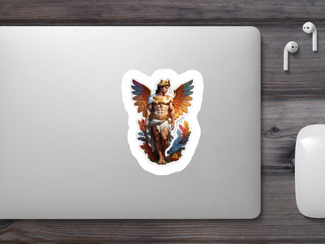 Set 2 bucati, Sticker decorativ, Zeul grec Eros cu aripi, Rezistent la apa, NO5224, 16 cm, Multicolor