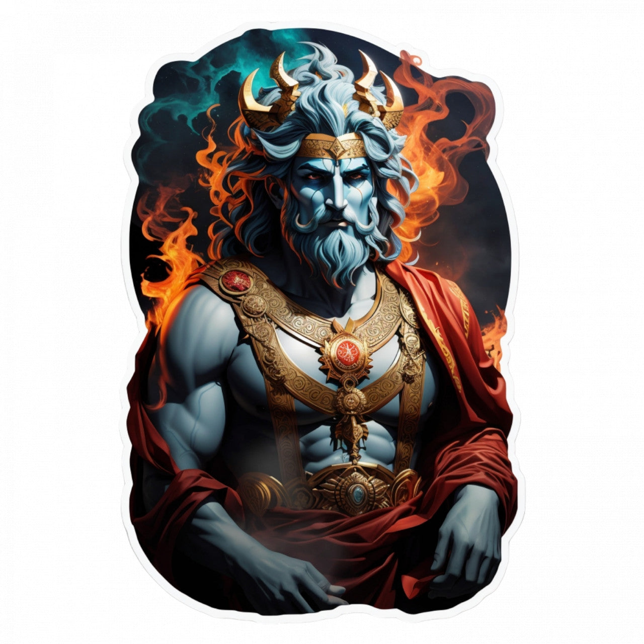 Set 2 bucati, Sticker decorativ, Zeul grec Hades cu coarne, Rezistent la apa, NO5360, 16 cm, Multicolor