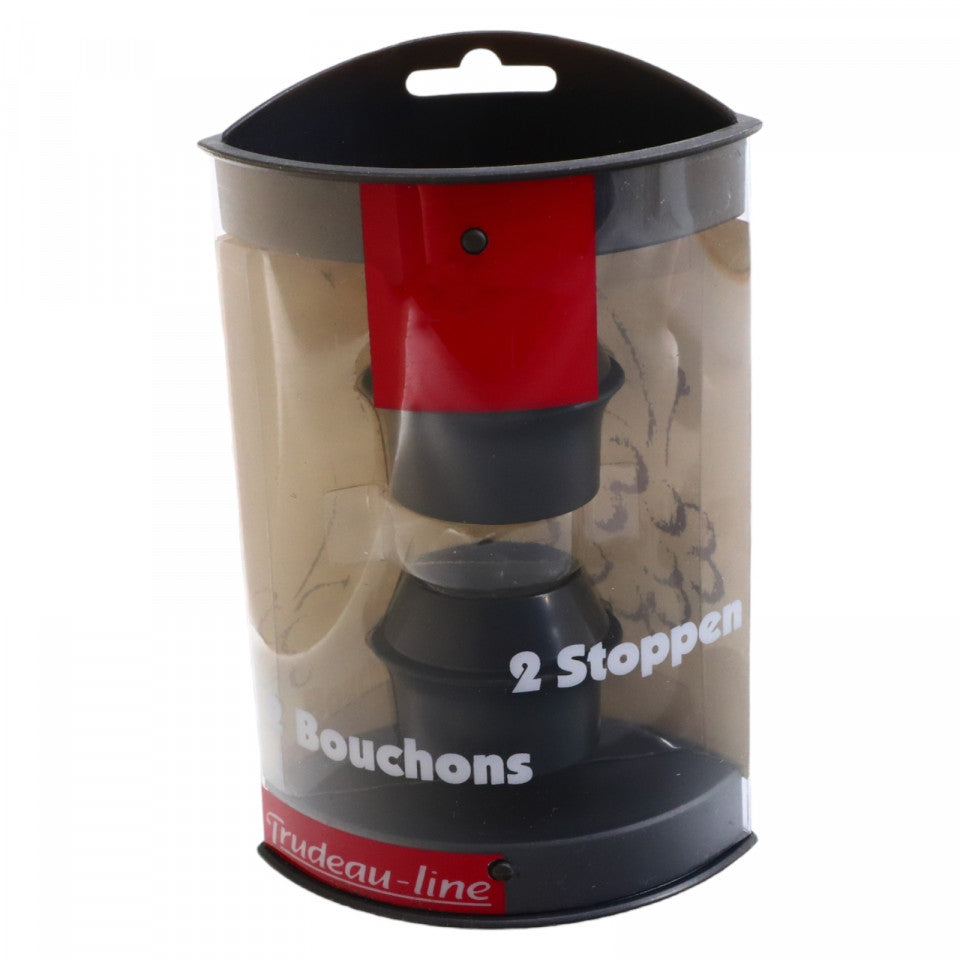 Set 2 dopuri pentru sticla de vin, NO345, 4.5 cm, Negru