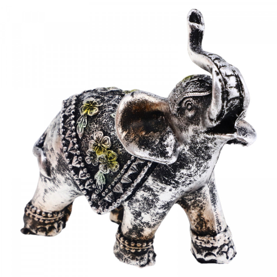 Set 2 Elefanti Feng Shui, Bani, Bunastare, Noroc, NO7745, 7 x 9 cm, Argintiu