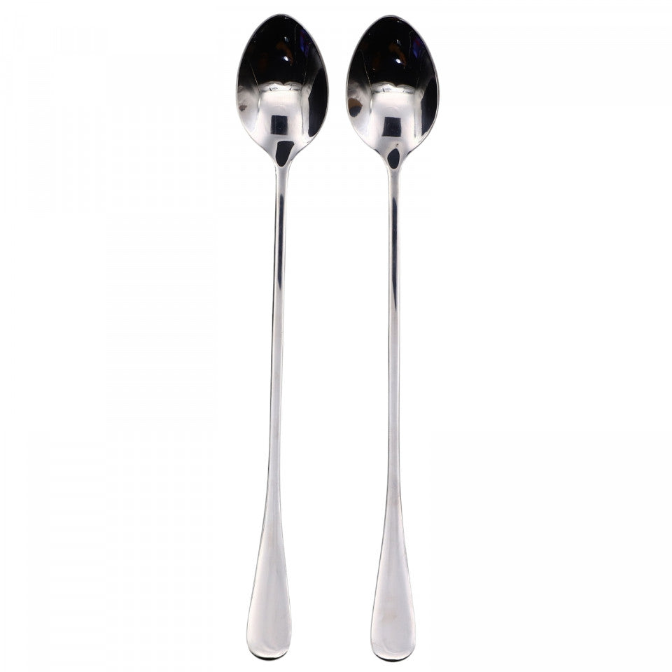Set 2 Lingurite inox pentru limonada cu maner lung, 19.3 cm