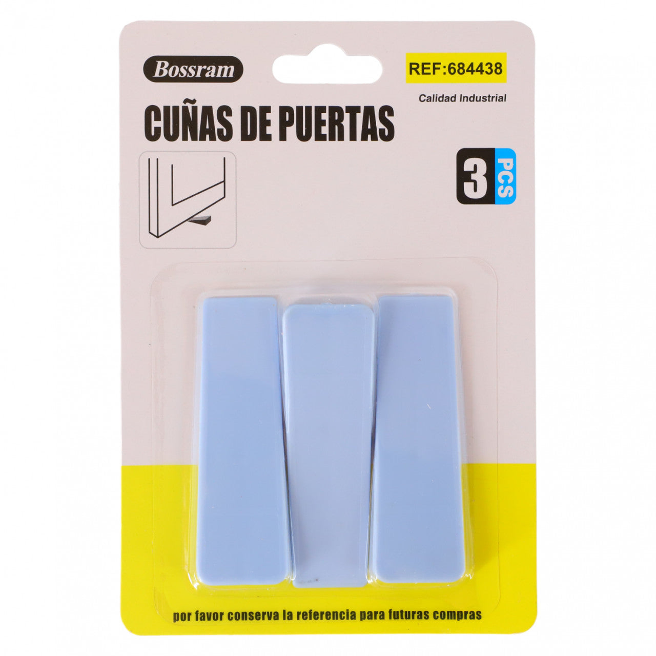 Set 3 bucati, Opritor usa, NO4386, 2.3 x 7.5 cm, Albastru