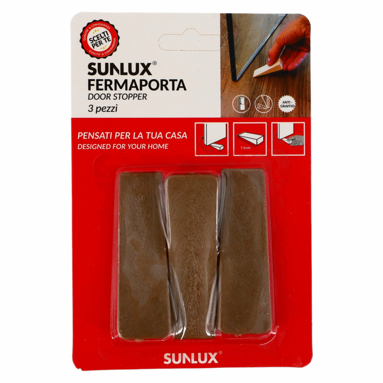 Set 3 bucati, Opritor usa, NO805, 7.5 cm, Maro