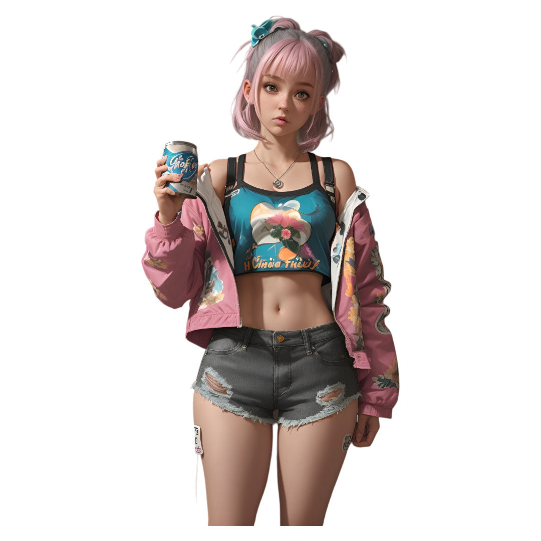 Set 3 bucati, Sticker decorativ, Adolescenta din bar, Rezistent la apa, NO1728, 6 cm, Multicolor