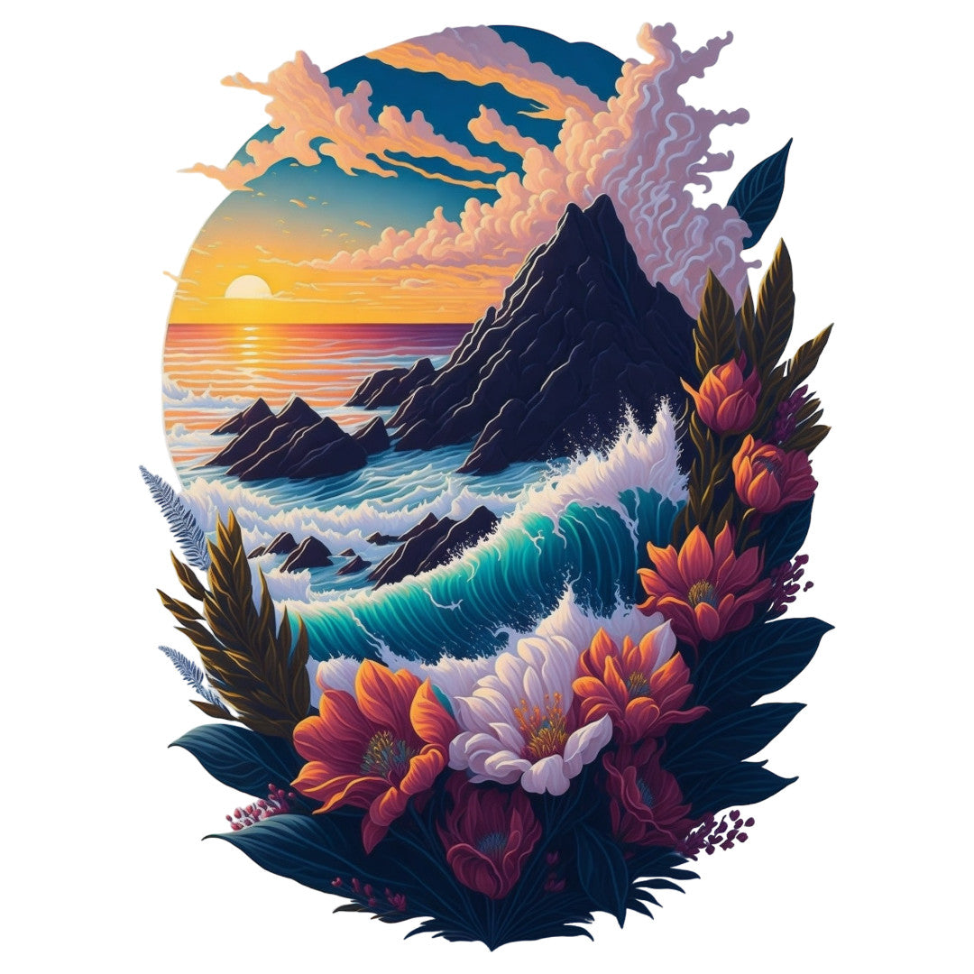 Set 3 bucati, Sticker decorativ, Apus de soare, Rezistent la apa, NO1469, 6 cm, Multicolor