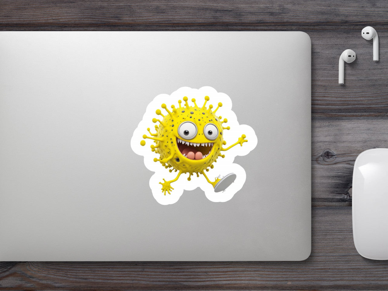 Set 3 bucati, Sticker decorativ, Bacteria vesela, Rezistent la apa, NO2312, 6 cm, Multicolor