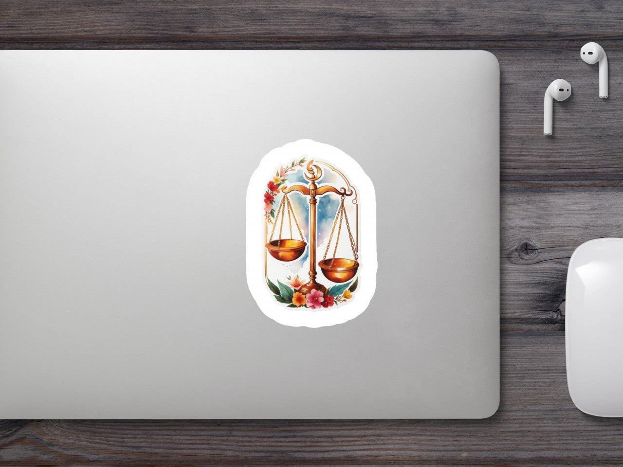 Set 3 bucati, Sticker decorativ, Balanta cu talere simbol zodia balanta, Rezistent la apa, NO804, 6 cm, Multicolor