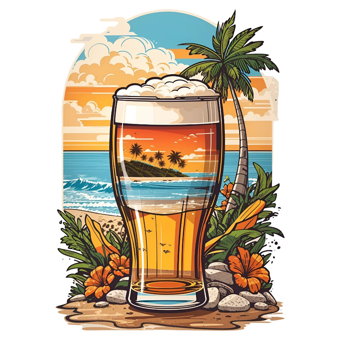 Set 3 bucati, Sticker decorativ, Bere la mare, Rezistent la apa, NO1961, 6 cm, Multicolor