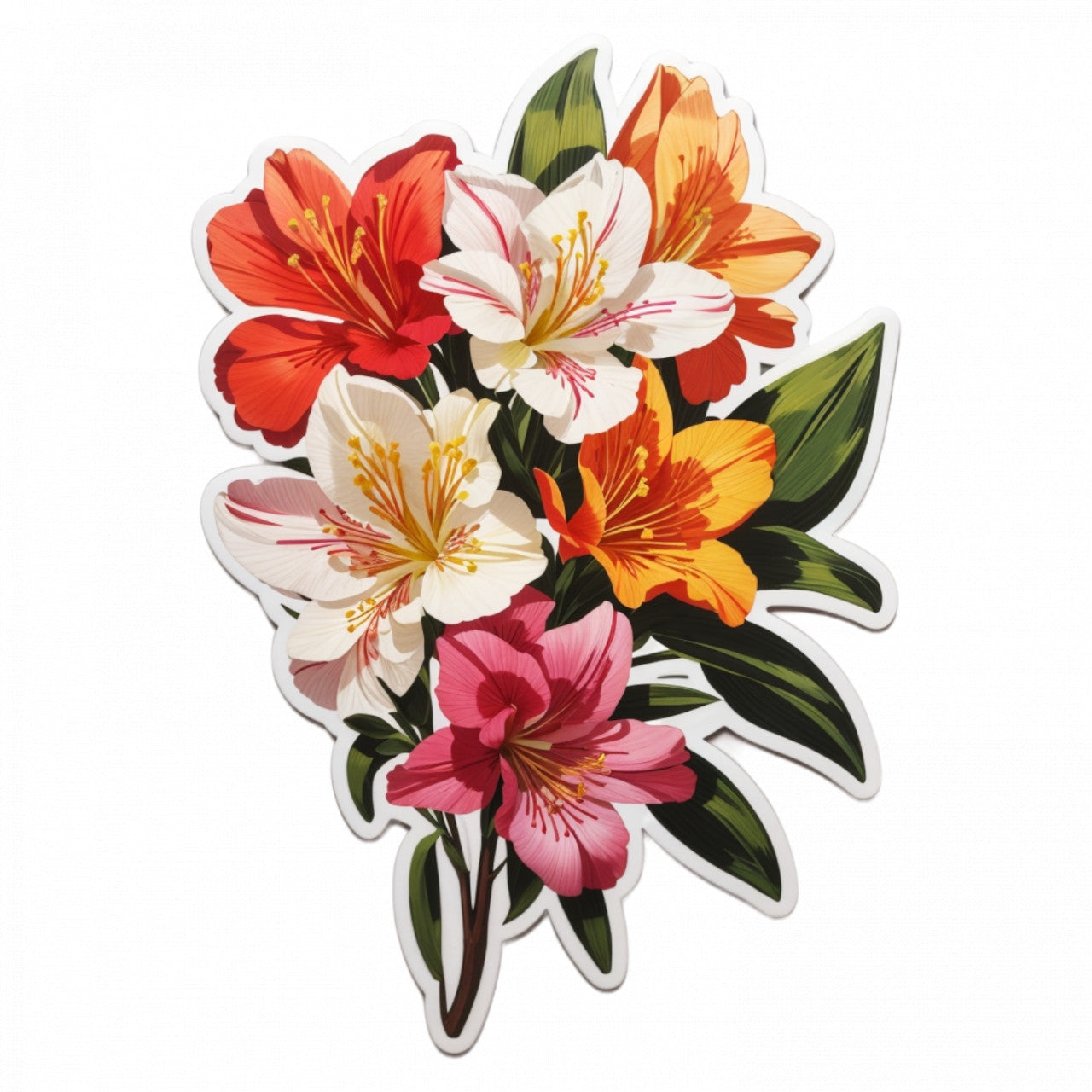 Set 3 bucati, Sticker decorativ, Buchet de astromeria, Rezistent la apa, NO218, 6 cm, Multicolor