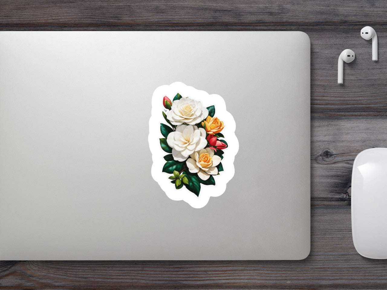 Set 3 bucati, Sticker decorativ, Buchet de gardenia, Rezistent la apa, NO585, 6 cm, Multicolor