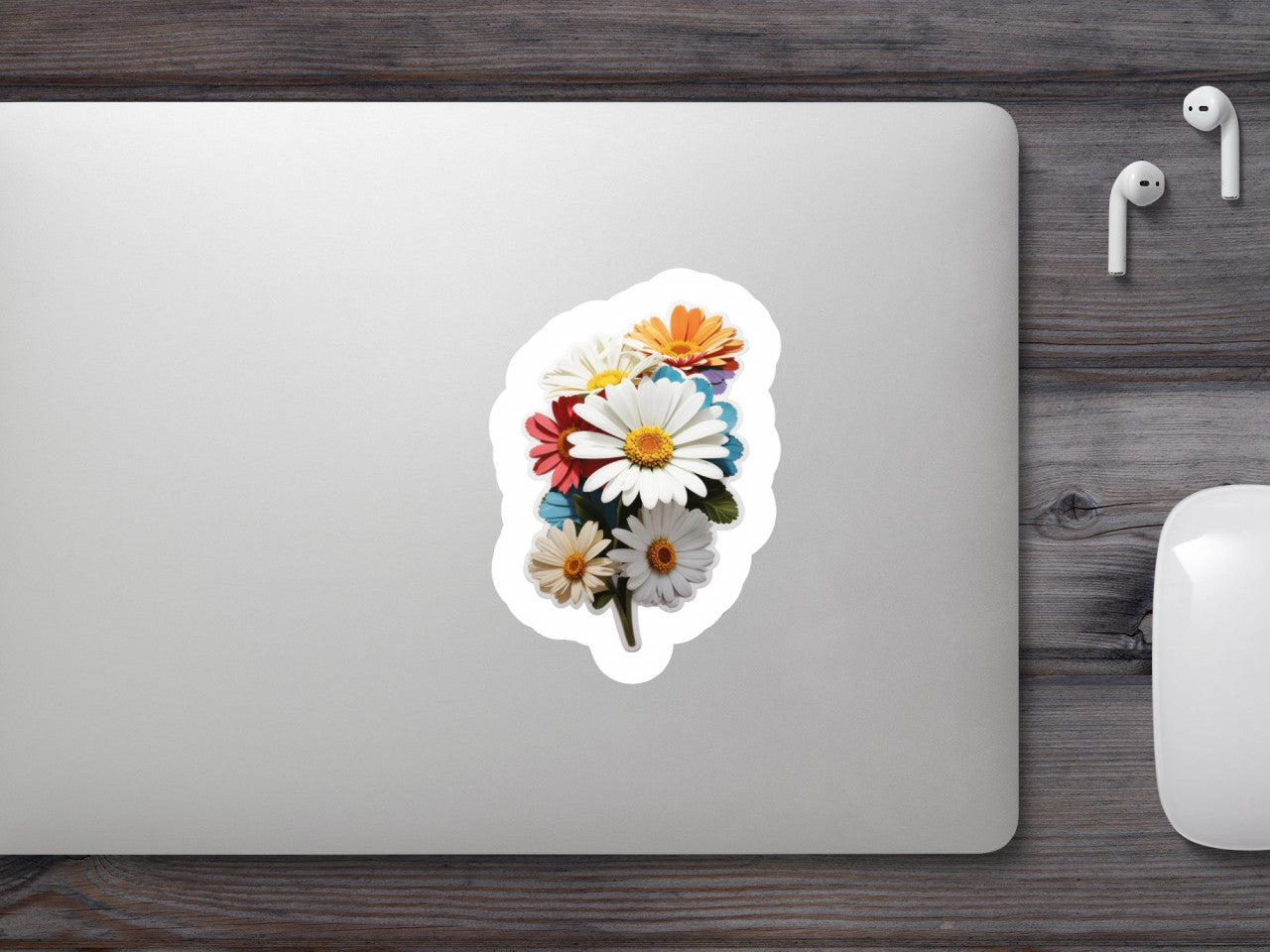 Set 3 bucati, Sticker decorativ, Buchet de Margarete, Rezistent la apa, NO454, 6 cm, Multicolor