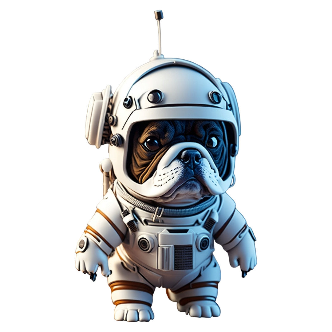 Set 3 bucati, Sticker decorativ, Bulldog spatial, Rezistent la apa, NO1760, 6 cm, Multicolor