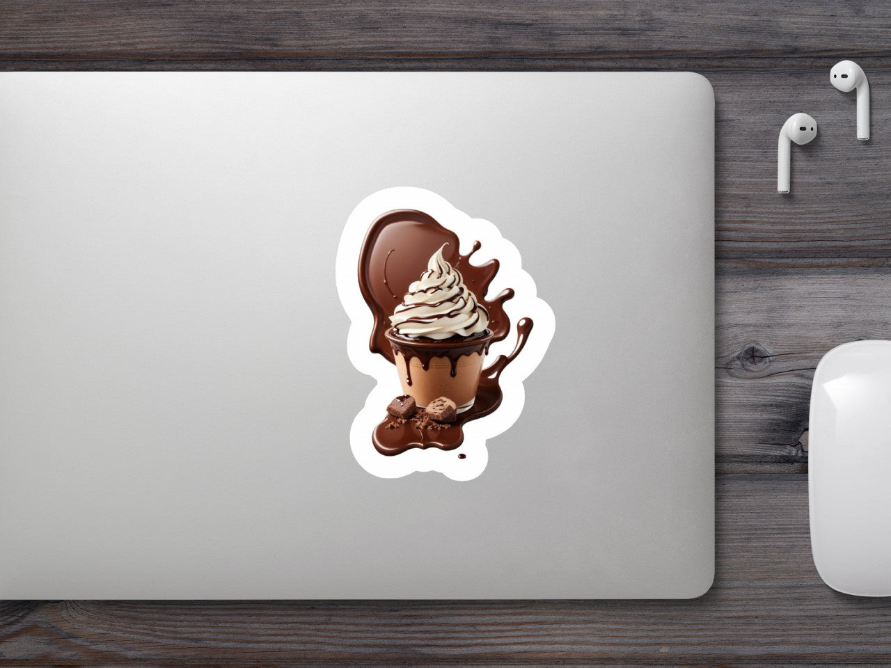 Set 3 bucati, Sticker decorativ, Cafea cu frisca si ciocolata, Rezistent la apa, NO2021, 6 cm, Multicolor