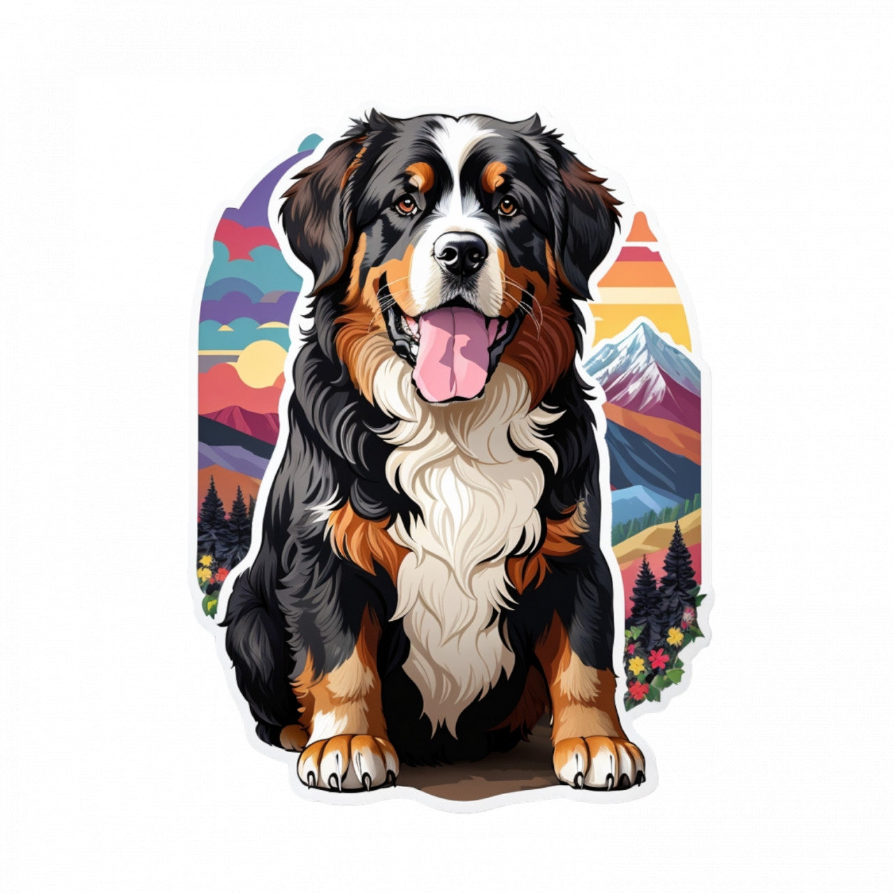 Set 3 bucati, Sticker decorativ, Caine Bernese de munte, Rezistent la apa, NO37, 6 cm, Multicolor