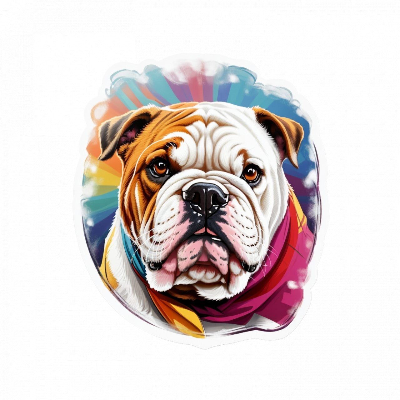 Set 3 bucati, Sticker decorativ, Caine Bulldog, Rezistent la apa, NO292, 6 cm, Multicolor