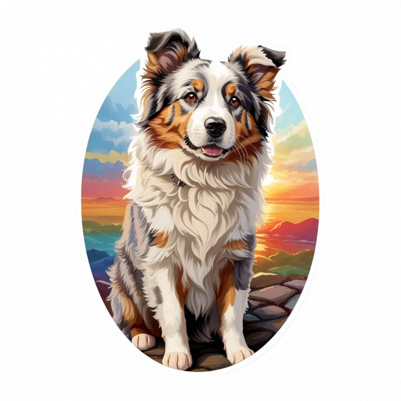 Set 3 bucati, Sticker decorativ, Caine ciobanesc australian Shepherd dog, Rezistent la apa, NO111, 6 cm, Multicolor