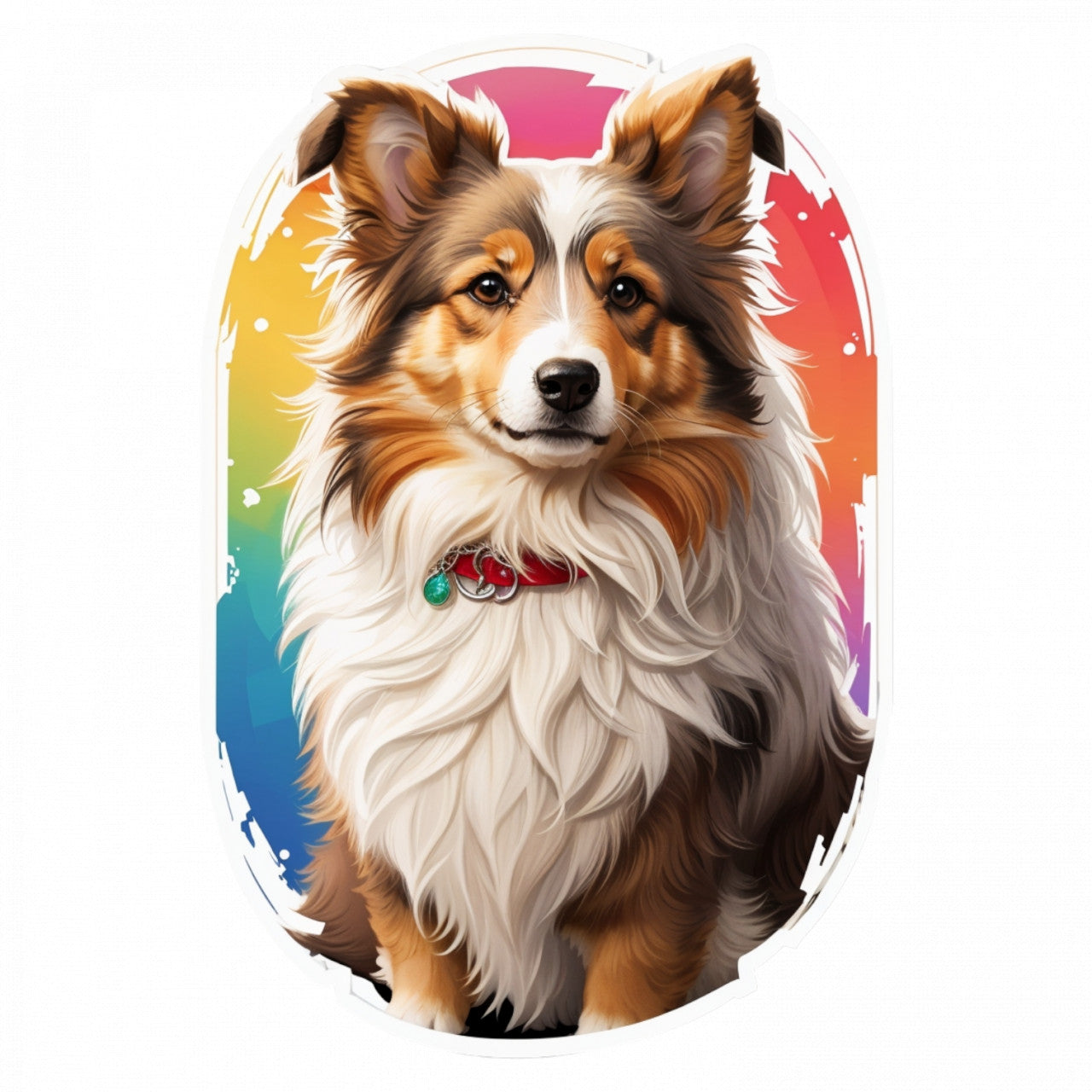 Set 3 bucati, Sticker decorativ, Caine Ciobanescde Shetland cu zgarda, Rezistent la apa, NO1203, 6 cm, Multicolor