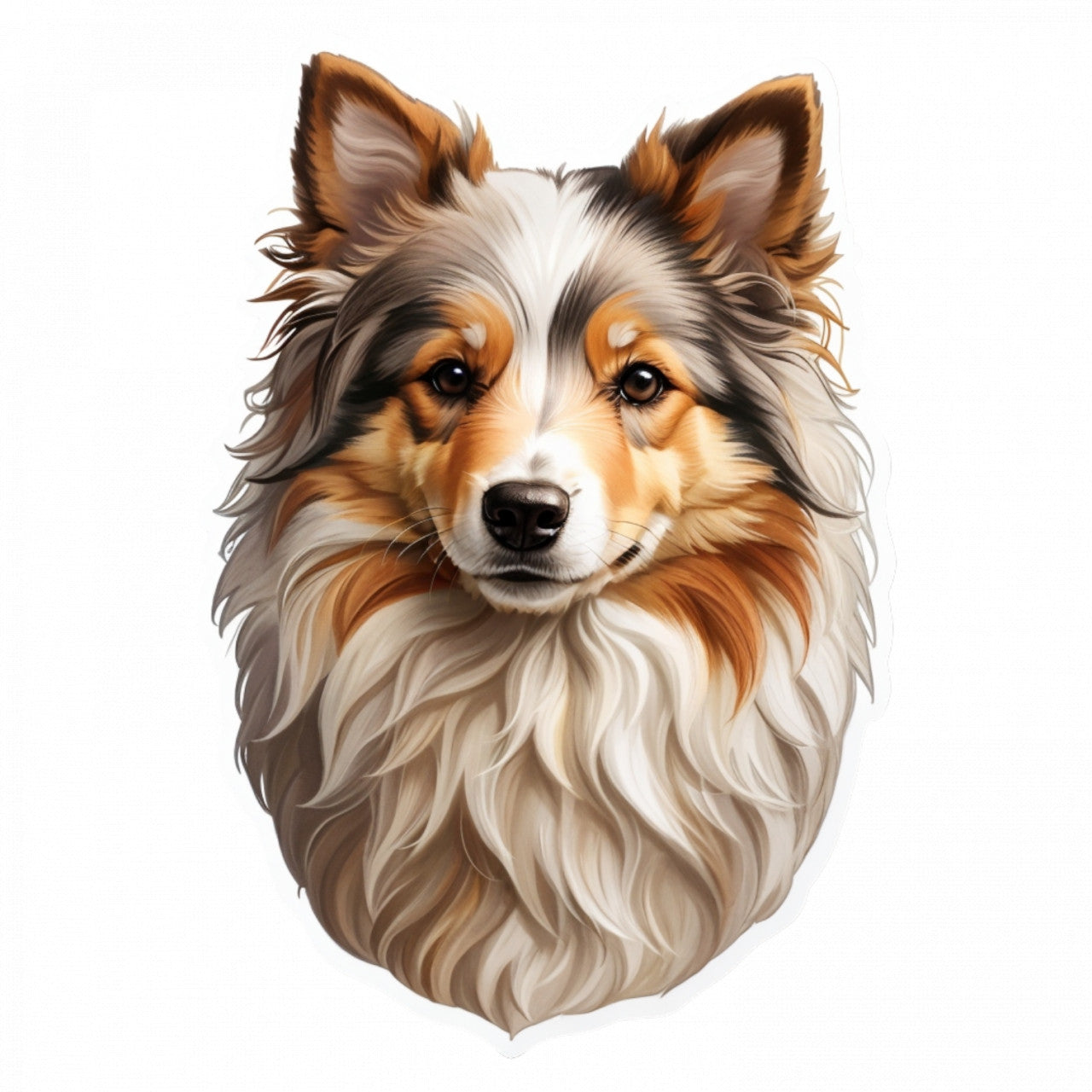 Set 3 bucati, Sticker decorativ, Caine Ciobanescde Shetland, Rezistent la apa, NO1204, 6 cm, Multicolor