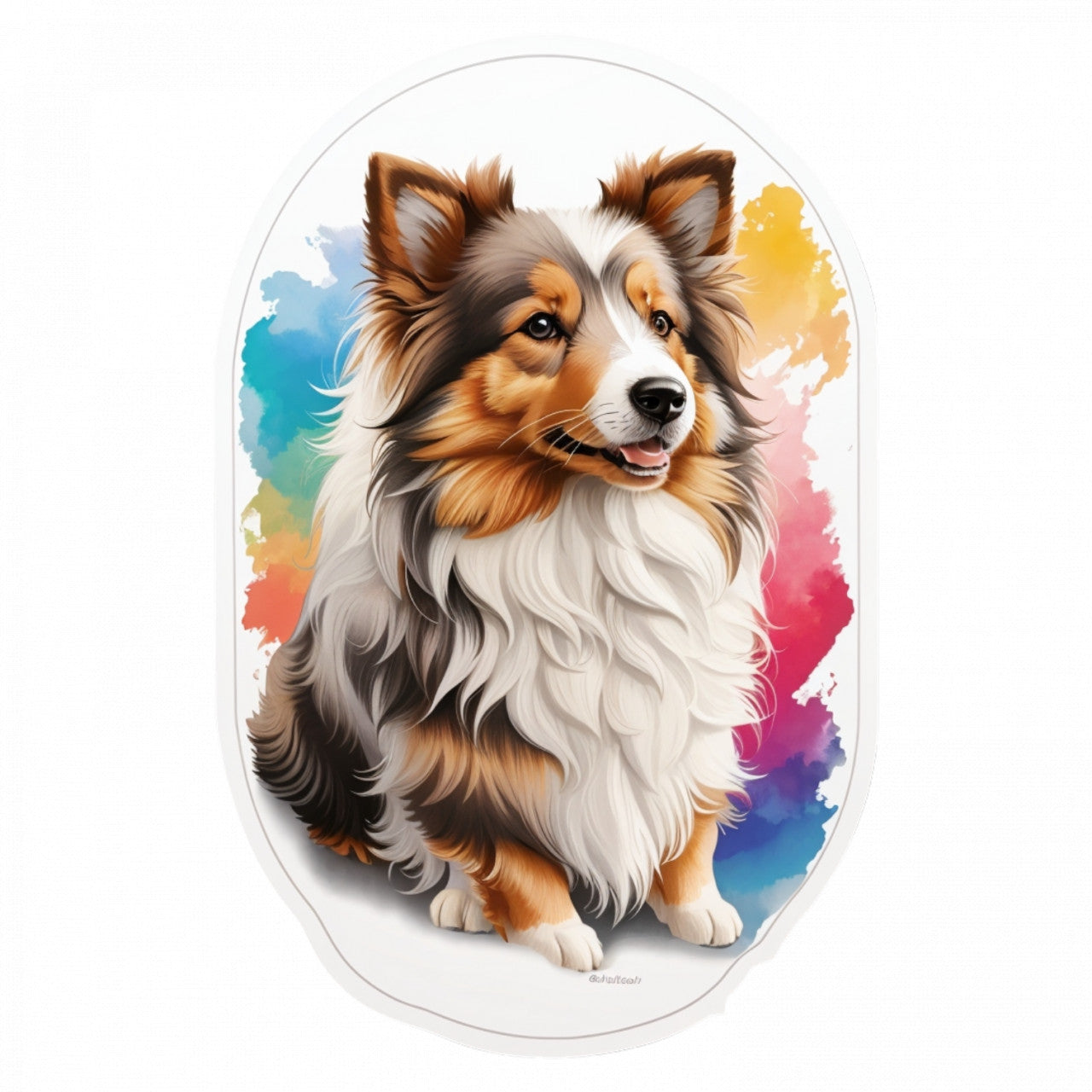 Set 3 bucati, Sticker decorativ, Caine Ciobanescde Shetland, Rezistent la apa, NO1205, 6 cm, Multicolor