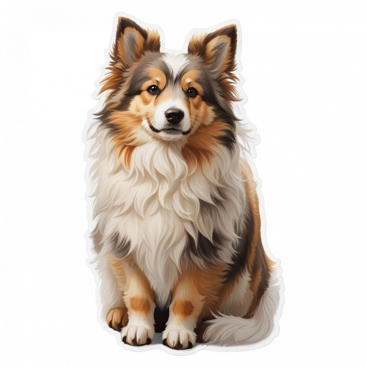 Set 3 bucati, Sticker decorativ, Caine Ciobanescde Shetland, Rezistent la apa, NO1207, 6 cm, Multicolor