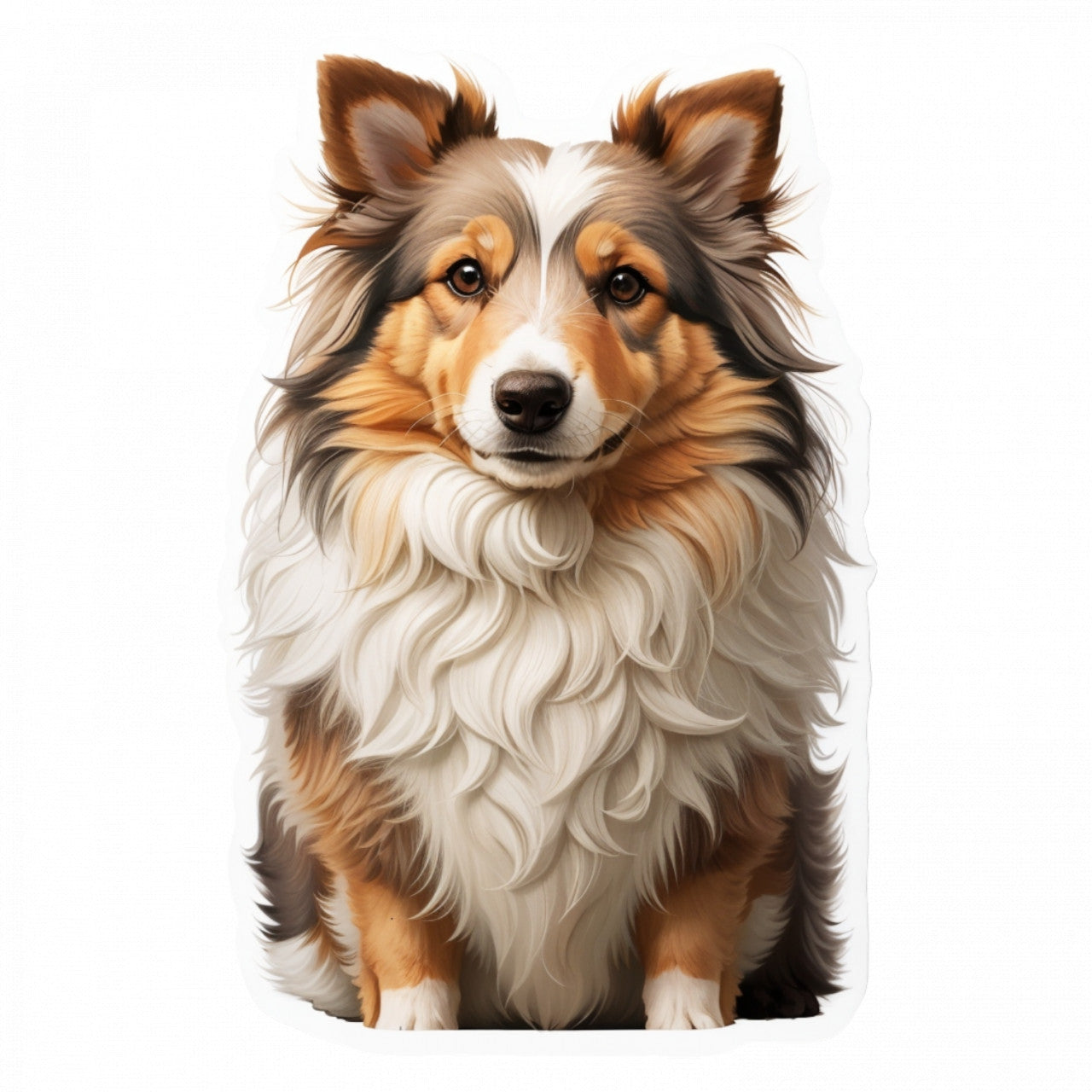 Set 3 bucati, Sticker decorativ, Caine Ciobanescde Shetland, Rezistent la apa, NO1208, 6 cm, Multicolor