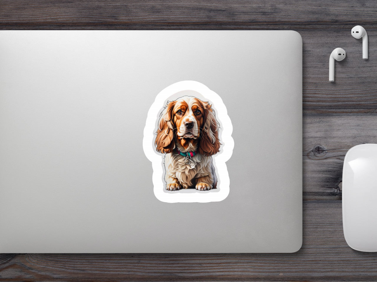 Set 3 bucati, Sticker decorativ, Caine cocker spaniel cu medalion, Rezistent la apa, NO513, 6 cm, Multicolor