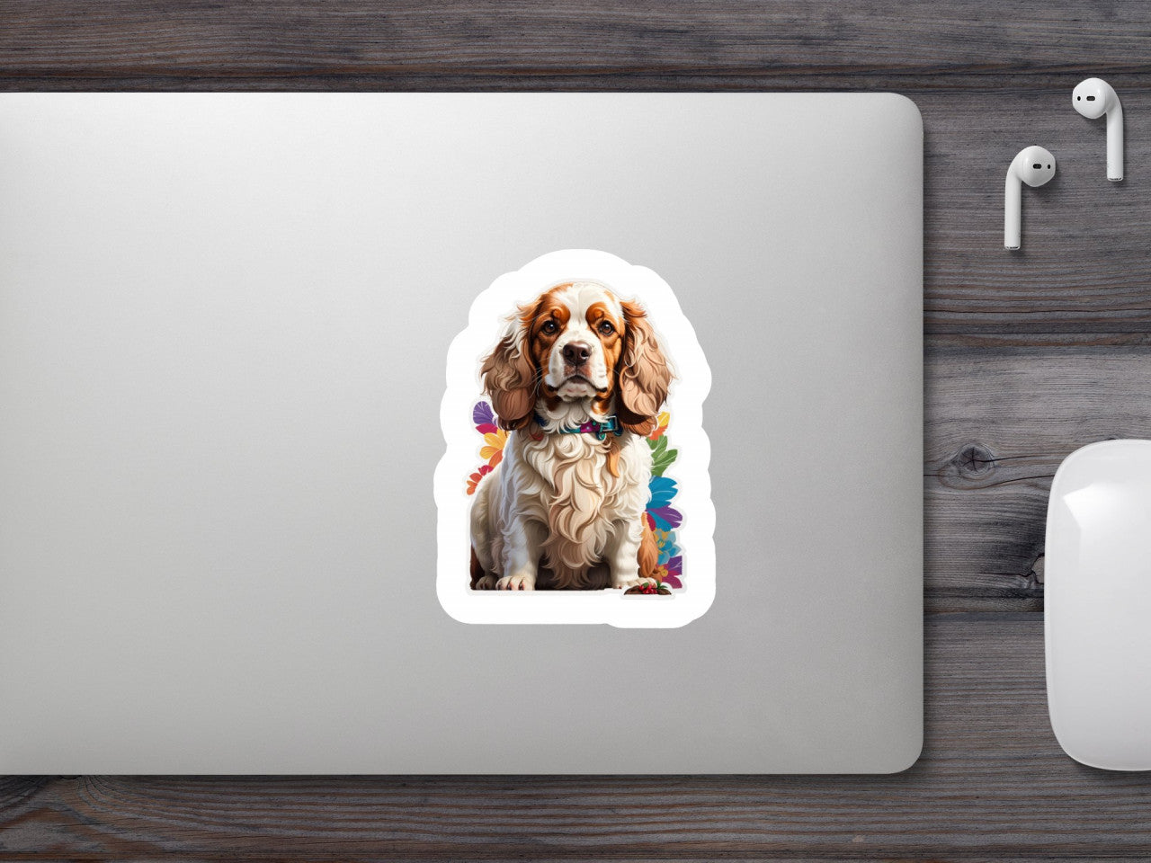 Set 3 bucati, Sticker decorativ, Caine Cocker spaniel cu zgarda, Rezistent la apa, NO395, 6 cm, Multicolor