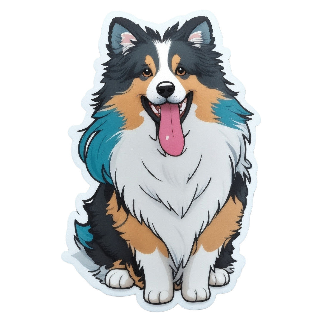 Set 3 bucati, Sticker decorativ, Caine cu limba scoasa, Rezistent la apa, NO1589, 6 cm, Multicolor