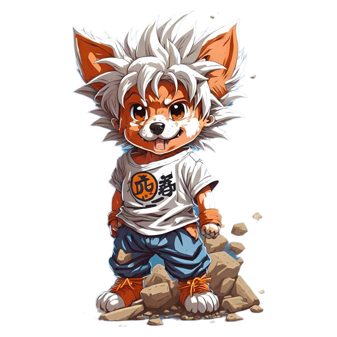 Set 3 bucati, Sticker decorativ, Caine goku, Rezistent la apa, NO1698, 6 cm, Multicolor