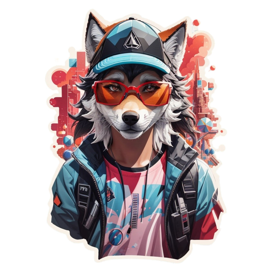 Set 3 bucati, Sticker decorativ, Caine in costum de piele, Rezistent la apa, NO2182, 6 cm, Multicolor