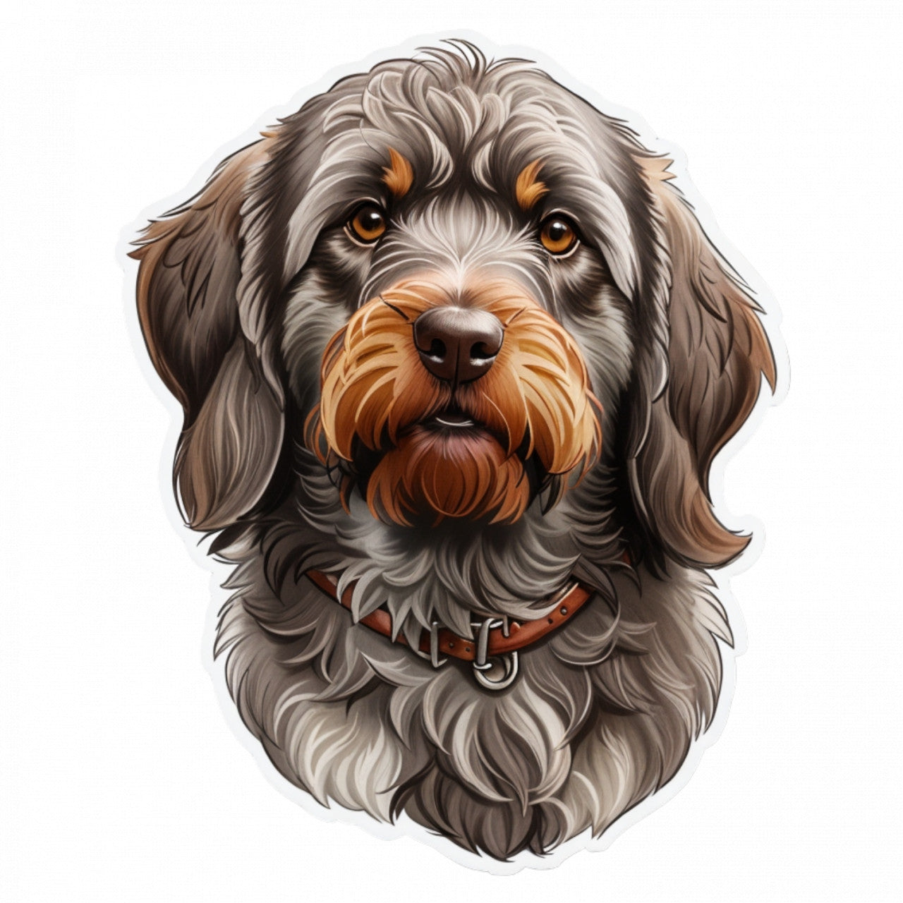 Set 3 bucati, Sticker decorativ, Caine Pointing Griffon cu par sarmos, Rezistent la apa, NO1380, 6 cm, Multicolor