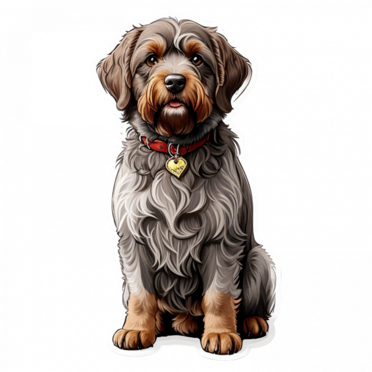 Set 3 bucati, Sticker decorativ, Caine Pointing Griffon cu par sarmos, Rezistent la apa, NO1381, 6 cm, Multicolor