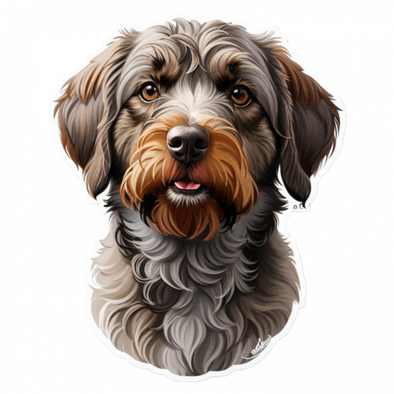 Set 3 bucati, Sticker decorativ, Caine Pointing Griffon cu par sarmos, Rezistent la apa, NO1382, 6 cm, Multicolor