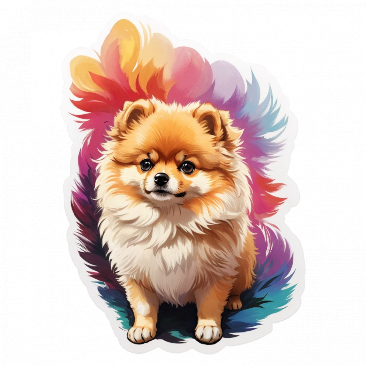 Set 3 bucati, Sticker decorativ, Caine pomeranian, Rezistent la apa, NO1085, 6 cm, Multicolor