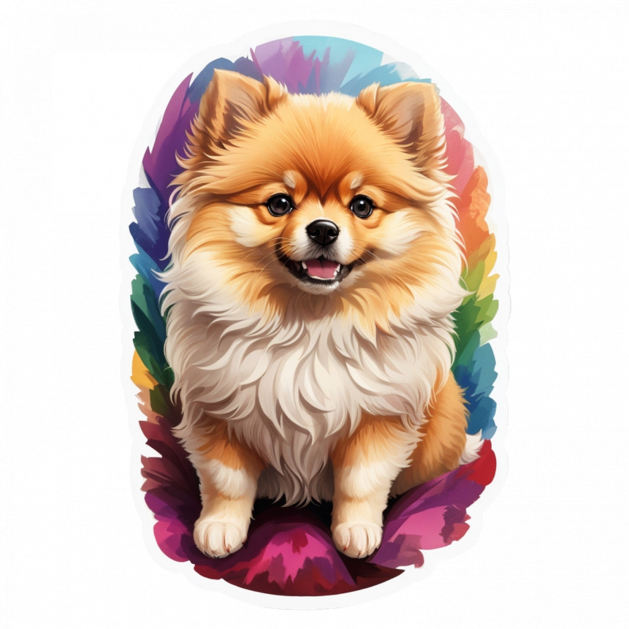 Set 3 bucati, Sticker decorativ, Caine pomeranian, Rezistent la apa, NO1086, 6 cm, Multicolor