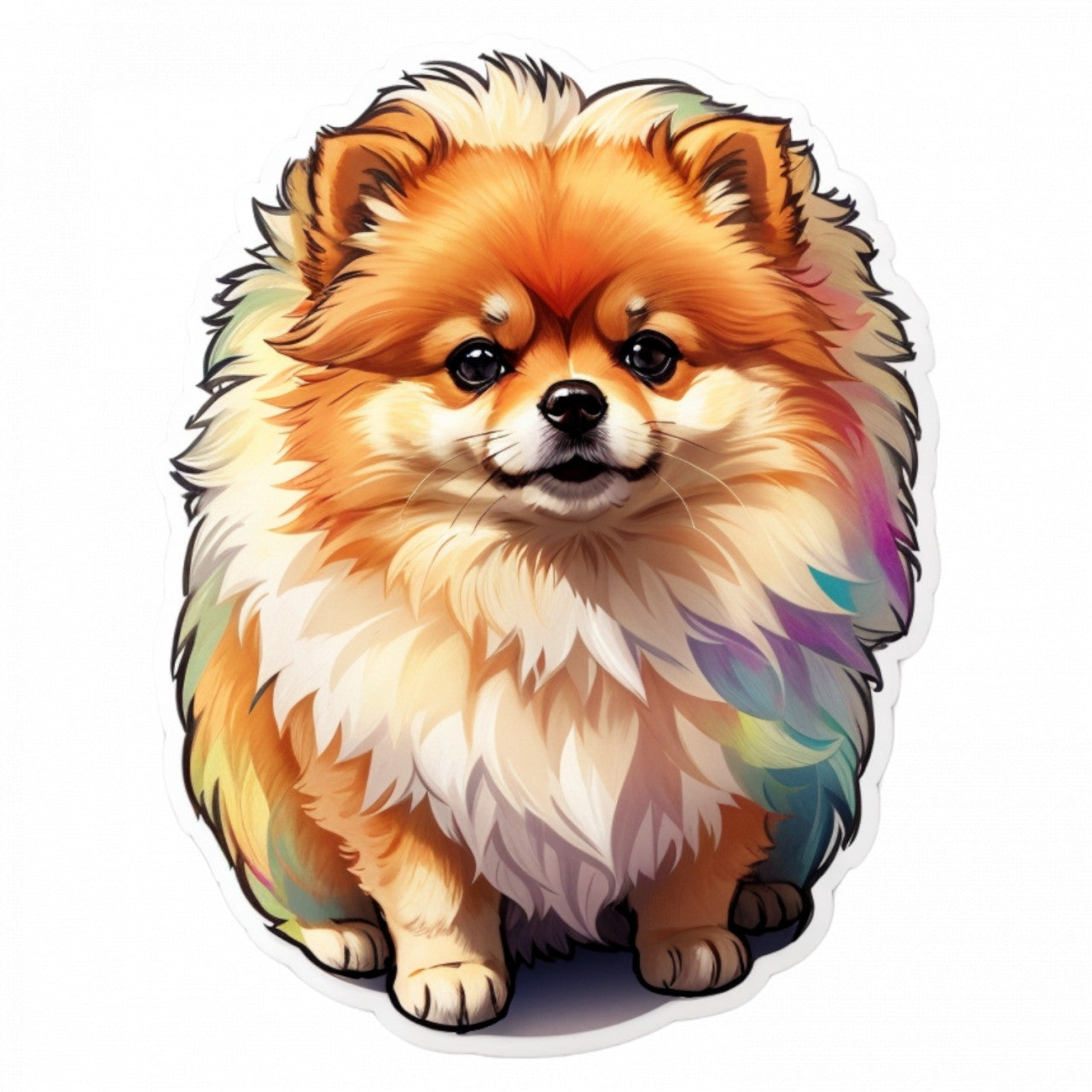 Set 3 bucati, Sticker decorativ, Caine pomeranian, Rezistent la apa, NO1090, 6 cm, Multicolor