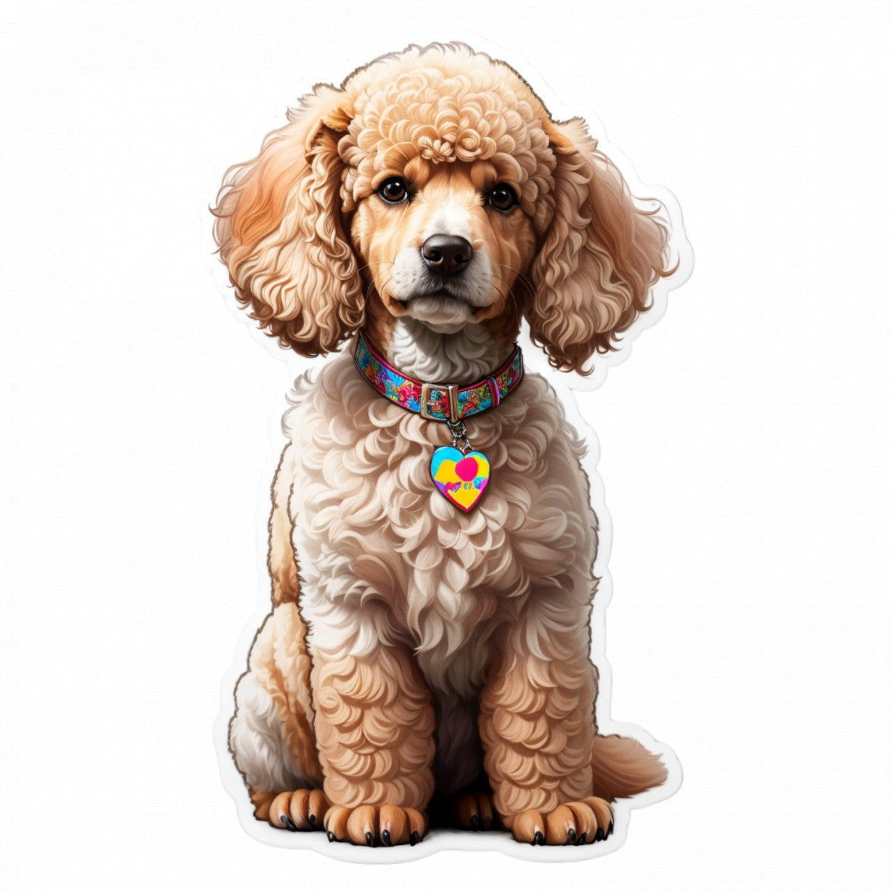 Set 3 bucati, Sticker decorativ, Caine poodle cu medalion, Rezistent la apa, NO1094, 6 cm, Multicolor