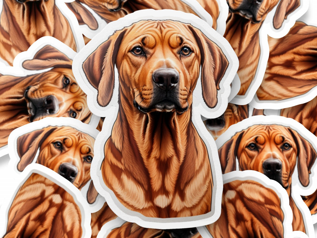 Set 3 bucati, Sticker decorativ, Caine Rhodesian Ridgeback, Rezistent la apa, NO1129, 6 cm, Multicolor