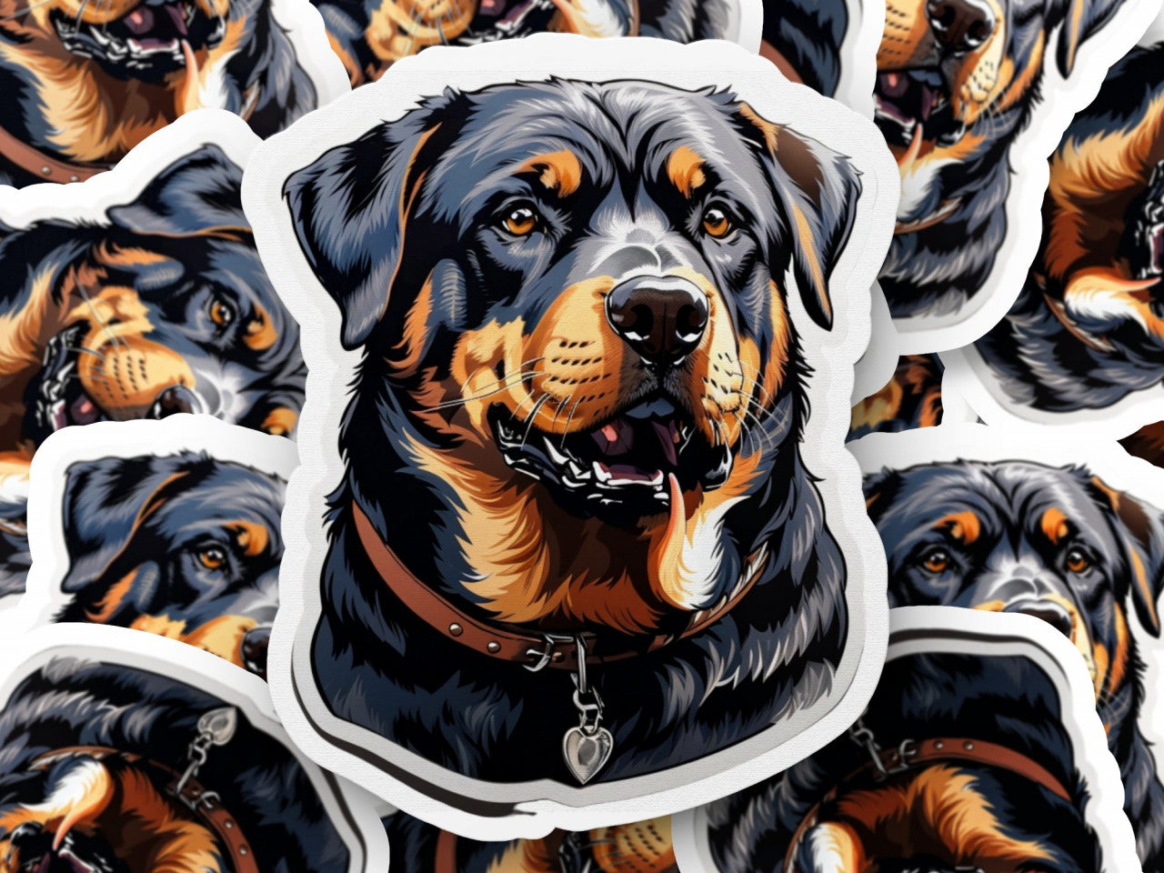 Set 3 bucati, Sticker decorativ, Caine Rottweiler, Rezistent la apa, NO1151, 6 cm, Multicolor