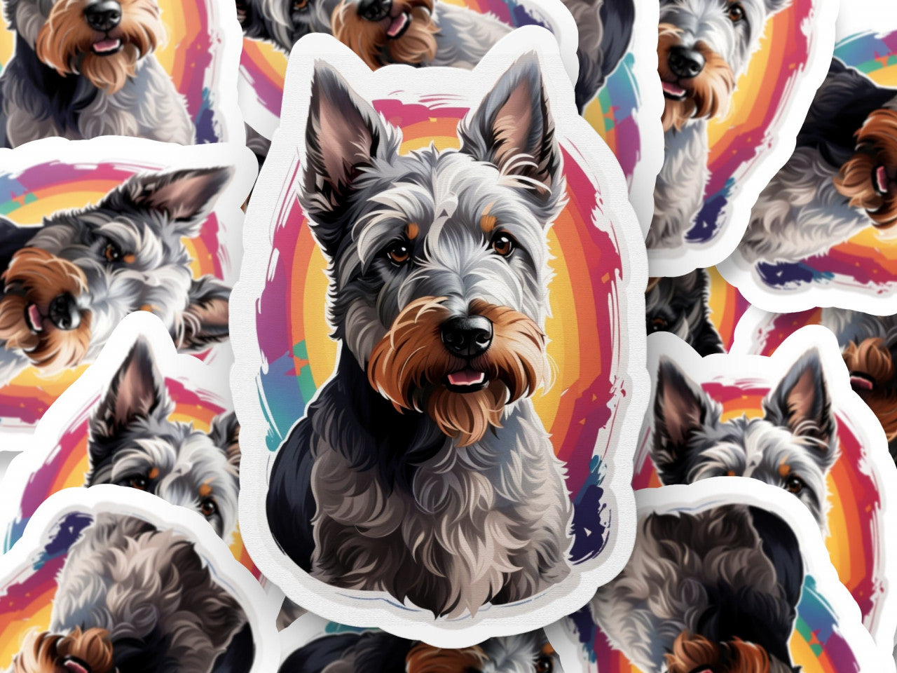 Set 3 bucati, Sticker decorativ, Caine Scottish terrier, Rezistent la apa, NO1183, 6 cm, Multicolor