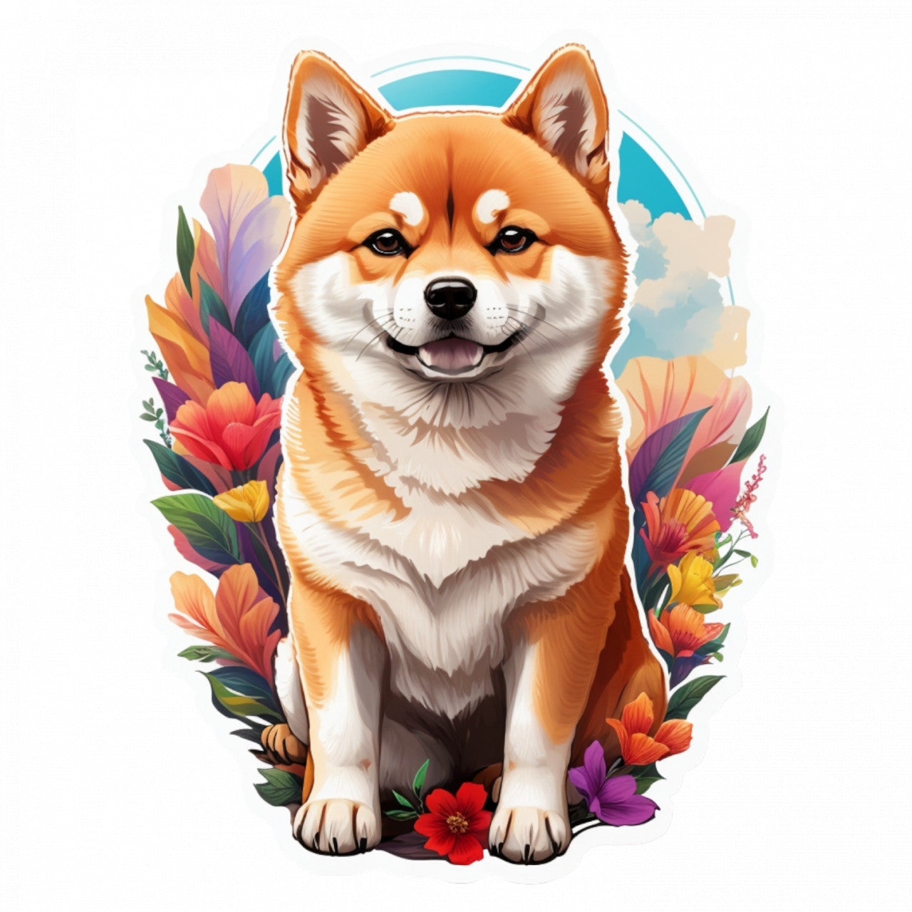 Set 3 bucati, Sticker decorativ, Caine Shiba Imu, Rezistent la apa, NO1209, 6 cm, Multicolor