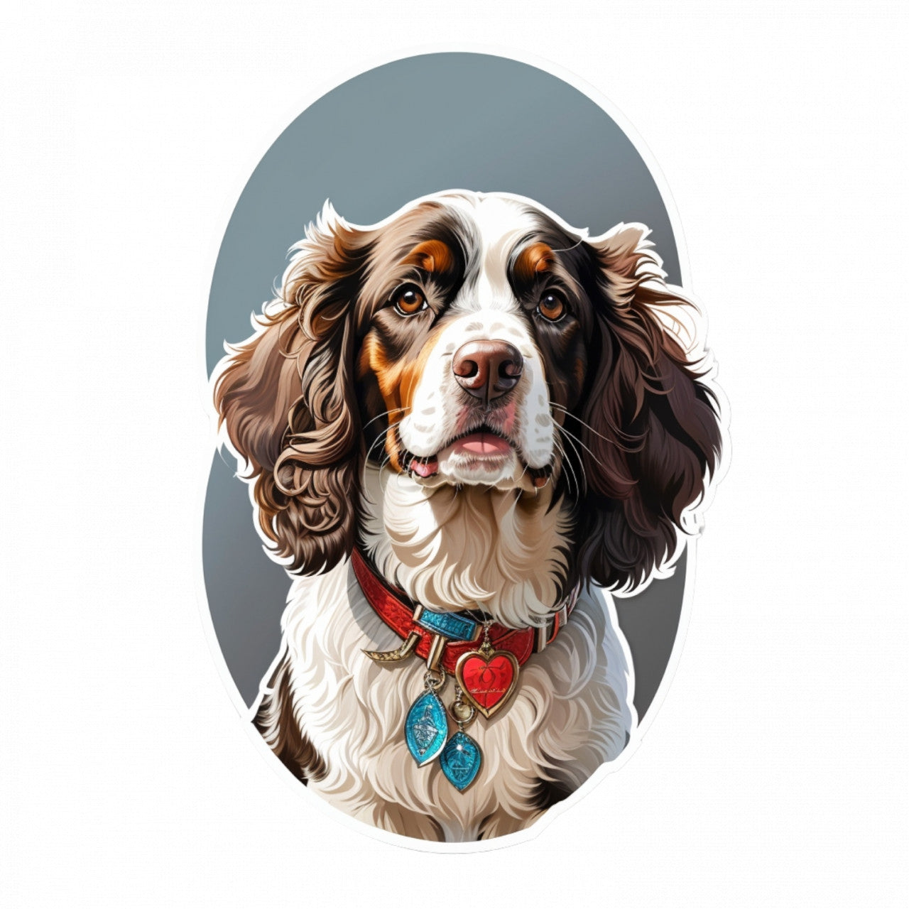 Set 3 bucati, Sticker decorativ, Caine springer spaniel, Rezistent la apa, NO514, 6 cm, Multicolor