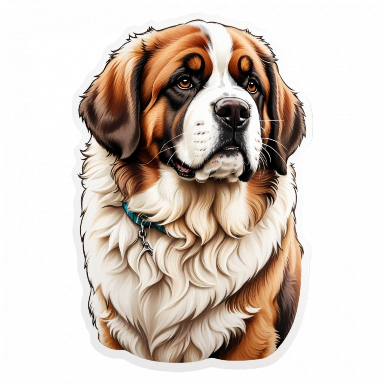 Set 3 bucati, Sticker decorativ, Caine st. Bernard cu zgarda, Rezistent la apa, NO1262, 6 cm, Multicolor