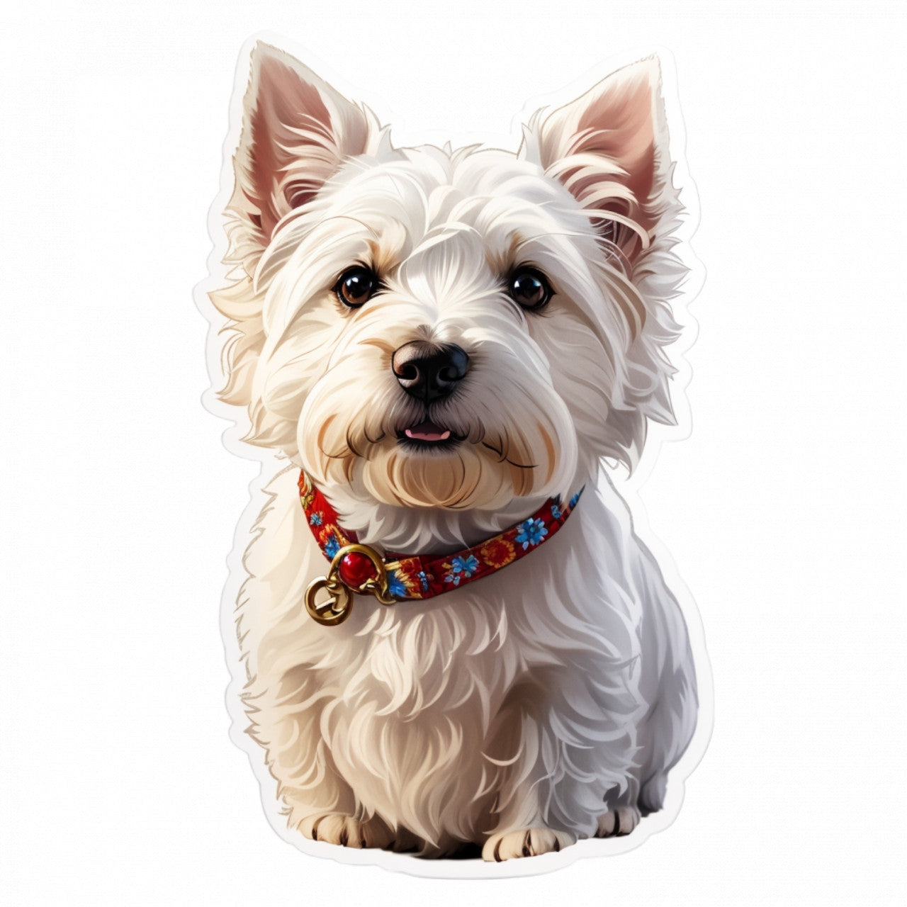 Set 3 bucati, Sticker decorativ, Caine West highland terrier cu zgarda, Rezistent la apa, NO1370, 6 cm, Multicolor